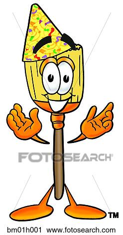 Clipart - Broom in party hat. Fotosearch