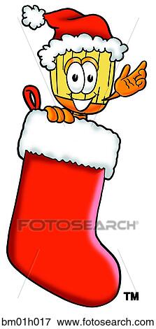Clip Art - Broom in stocking. Fotosearch