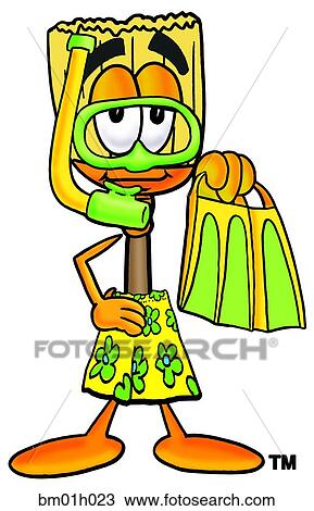 Clipart - Broom in swim trunks. Fotosearch