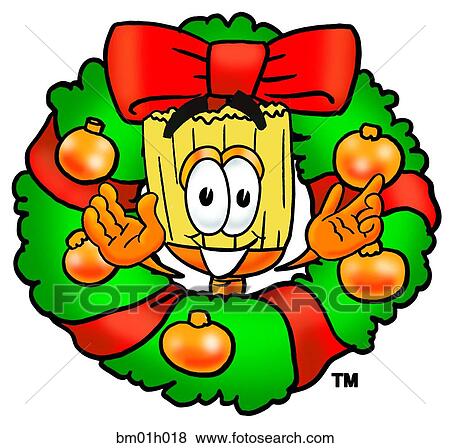 Clip Art - Broom in wreath. Fotosearch