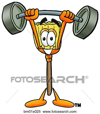 Broom lifting weights high View Large Clip Art Graphic Clipart - Broom lifting weights high. Fotosearch