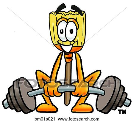 Clipart - Broom lifting weights low. Fotosearch
