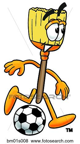 Broom playing soccer View Large Clip Art Graphic Clip Art - Broom playing soccer. Fotosearch