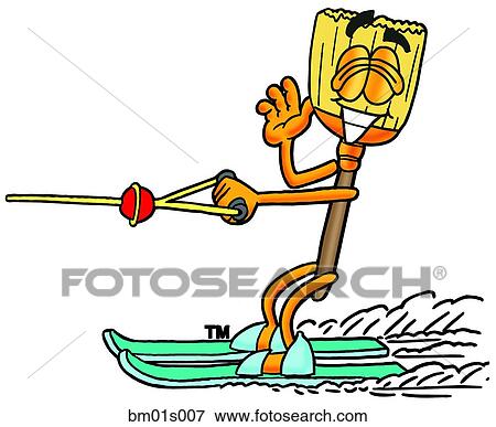 Broom water skiing View Large Clip Art Graphic Clip Art - Broom water skiing. Fotosearch