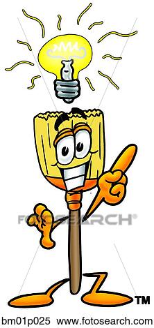 Clipart - Broom with bright idea. Fotosearch