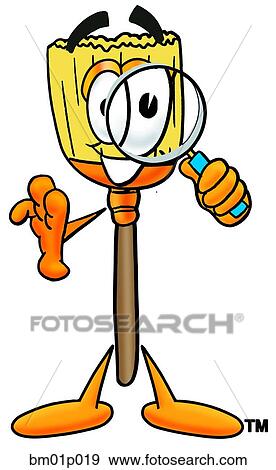 Clip Art - Broom with magnifying glass. Fotosearch