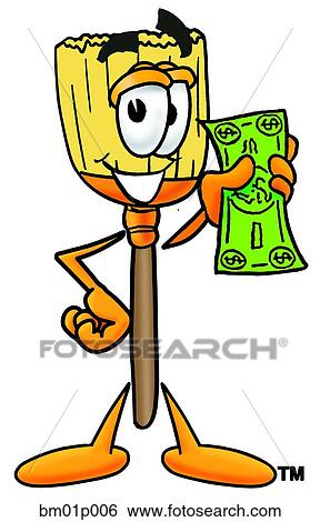 Clip Art - Broom with money. Fotosearch