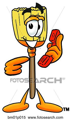 Broom with phone View Large Clip Art Graphic Clipart - Broom with phone. Fotosearch