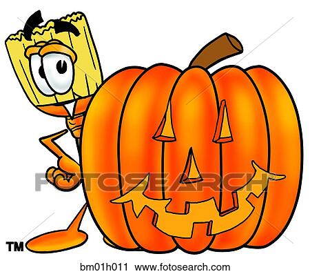 Broom with pumpkin View Large Clip Art Graphic Clipart - Broom with pumpkin. Fotosearch