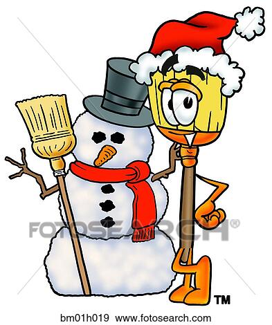 Broom with snowman View Large Clip Art Graphic Clip Art - Broom with snowman. Fotosearch