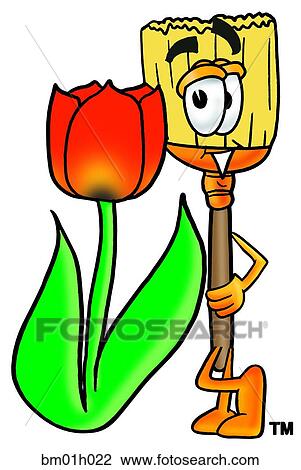 Broom with tulip View Large Clip Art Graphic Clipart - Broom with tulip. Fotosearch