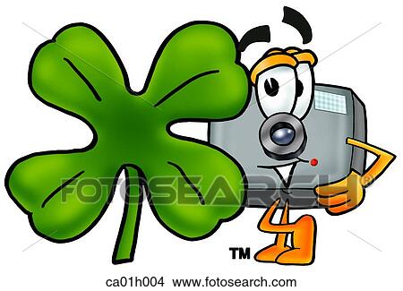 Clipart - Camera and shamrock. Fotosearch