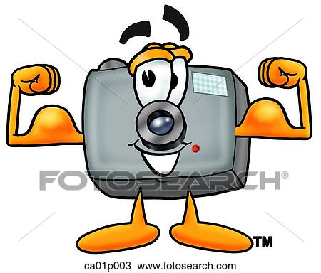 Clipart - Camera flexing muscles. Fotosearch