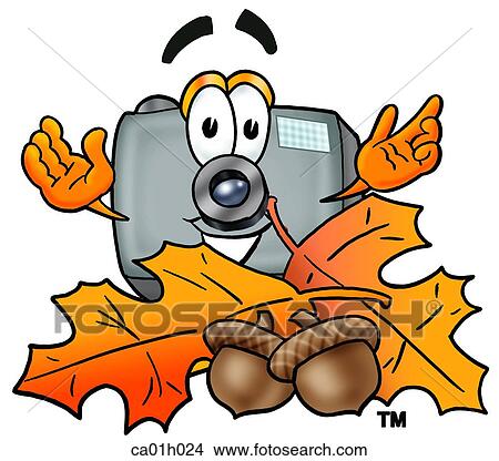Camera in autumn View Large Clip Art Graphic Clipart - Camera in autumn. Fotosearch