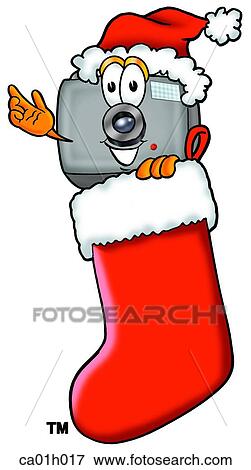 Camera in stocking View Large Clip Art Graphic Clip Art - Camera in stocking. Fotosearch