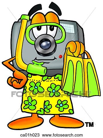 Clipart - Camera in swim trunks. Fotosearch