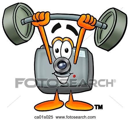 Camera lifting weights high View Large Clip Art Graphic Clipart - Camera lifting weights high. Fotosearch