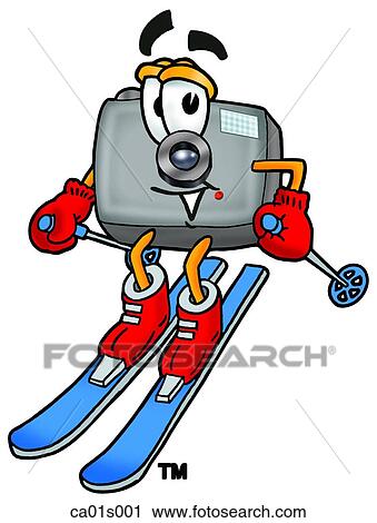 Clipart - Camera skiing. Fotosearch