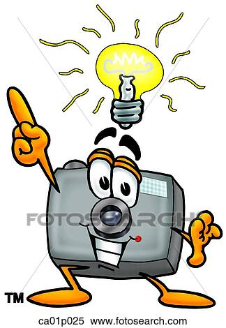 Clipart - Camera with bright idea. Fotosearch