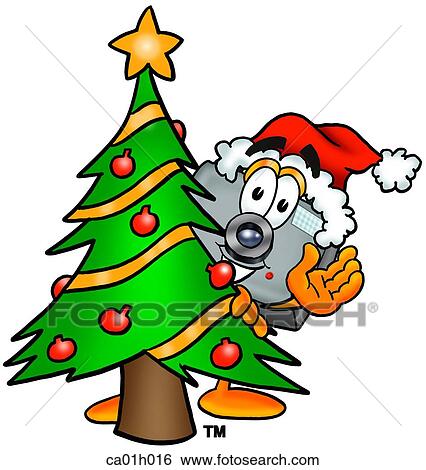 Clip Art - Camera with christmas tree. Fotosearch