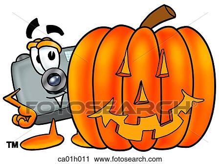Camera with pumpkin View Large Clip Art Graphic Clipart - Camera with pumpkin. Fotosearch