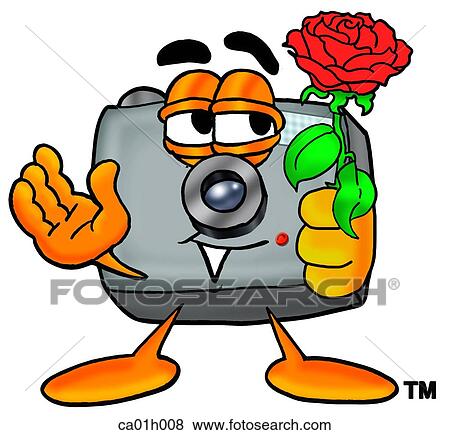 Camera with rose View Large Clip Art Graphic Clip Art - Camera with rose. Fotosearch