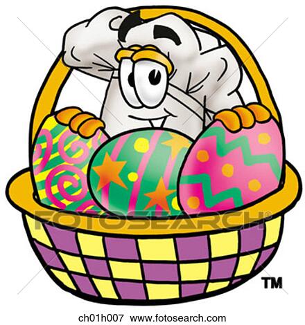 Clip Art - Chef hat and easter basket. Fotosearch