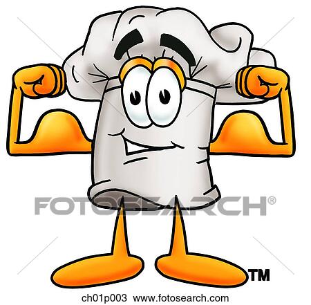 Clipart - Chef hat flexing muscles. Fotosearch