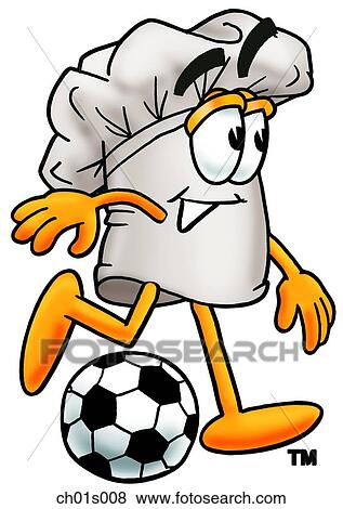 Clip Art - Chef hat playing soccer. Fotosearch