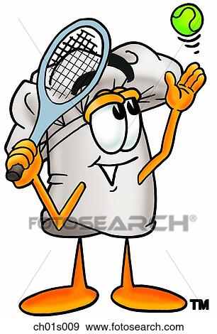Clip Art - Chef hat playing tennis. Fotosearch