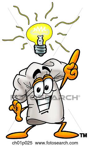 Clipart - Chef hat with bright idea. Fotosearch