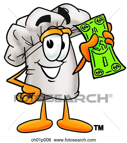 Clip Art - Chef hat with money. Fotosearch
