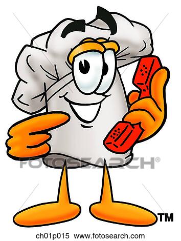 Chef hat with phone View Large Clip Art Graphic Clipart - Chef hat with phone. Fotosearch