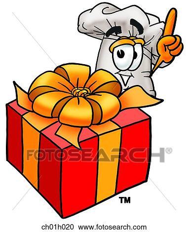 Clipart - Chef hat with present. Fotosearch