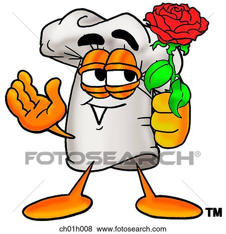 Clip Art - Chef hat with rose. Fotosearch