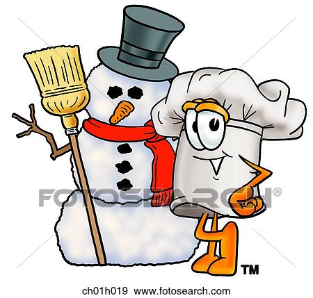 Clip Art - Chef hat with snowman. Fotosearch