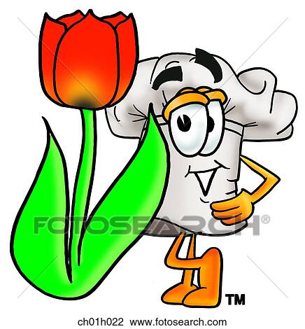 Clipart - Chef hat with tulip. Fotosearch