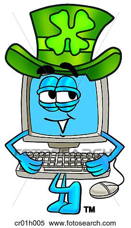 Computer and irish hat View Large Clip Art Graphic Clipart - Computer and irish hat. Fotosearch