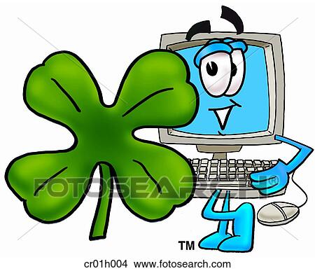 Clipart - Computer and shamrock. Fotosearch