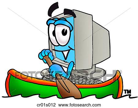 Clipart - Computer canoing. Fotosearch