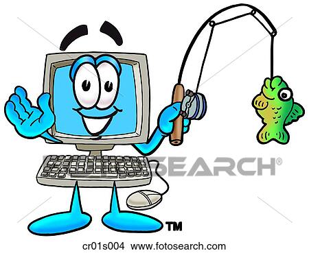 Computer fishing View Large Clip Art Graphic Clipart - Computer fishing. Fotosearch