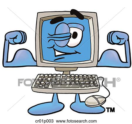 Clipart - Computer flexing muscles. Fotosearch