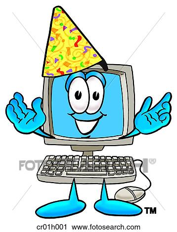 Computer in party hat View Large Clip Art Graphic Clipart - Computer in party hat. Fotosearch
