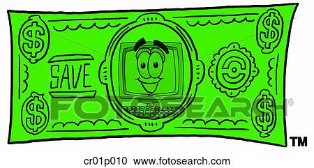 Computer on a dollar bill View Large Clip Art Graphic Clipart - Computer on a dollar bill. Fotosearch