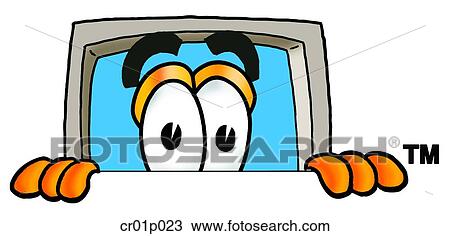 Computer peeking over top View Large Clip Art Graphic Clipart - Computer peeking over top. Fotosearch