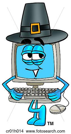 Clipart - Computer pilgrim. Fotosearch