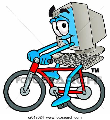 Computer riding bike View Large Clip Art Graphic Clipart - Computer riding bike. Fotosearch