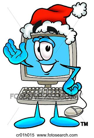 Clipart - Computer santa. Fotosearch