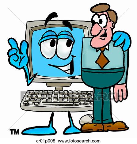 Clip Art - Computer with a man. Fotosearch