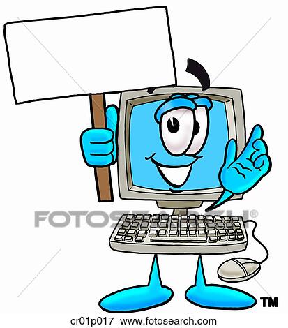 Computer with a sign View Large Clip Art Graphic Clip Art - Computer with a sign. Fotosearch